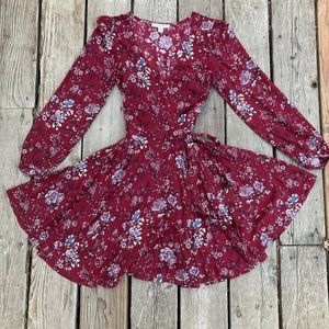 American Eagle Long Sleeve Wraparound Dress